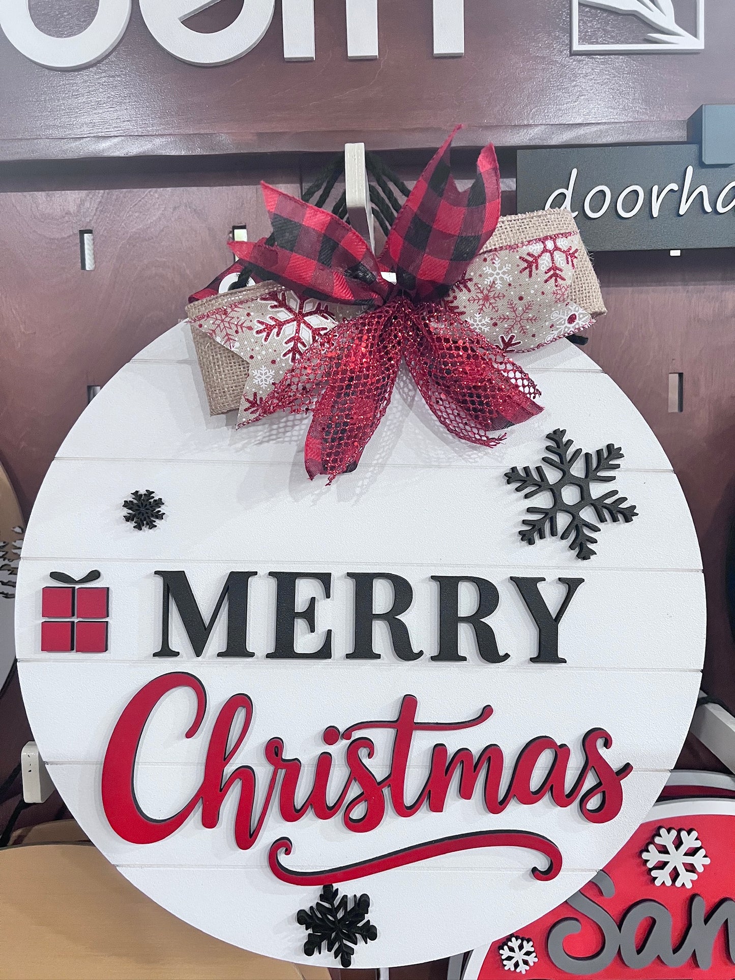 Merry Christmas Door Hanger - White Shiplap