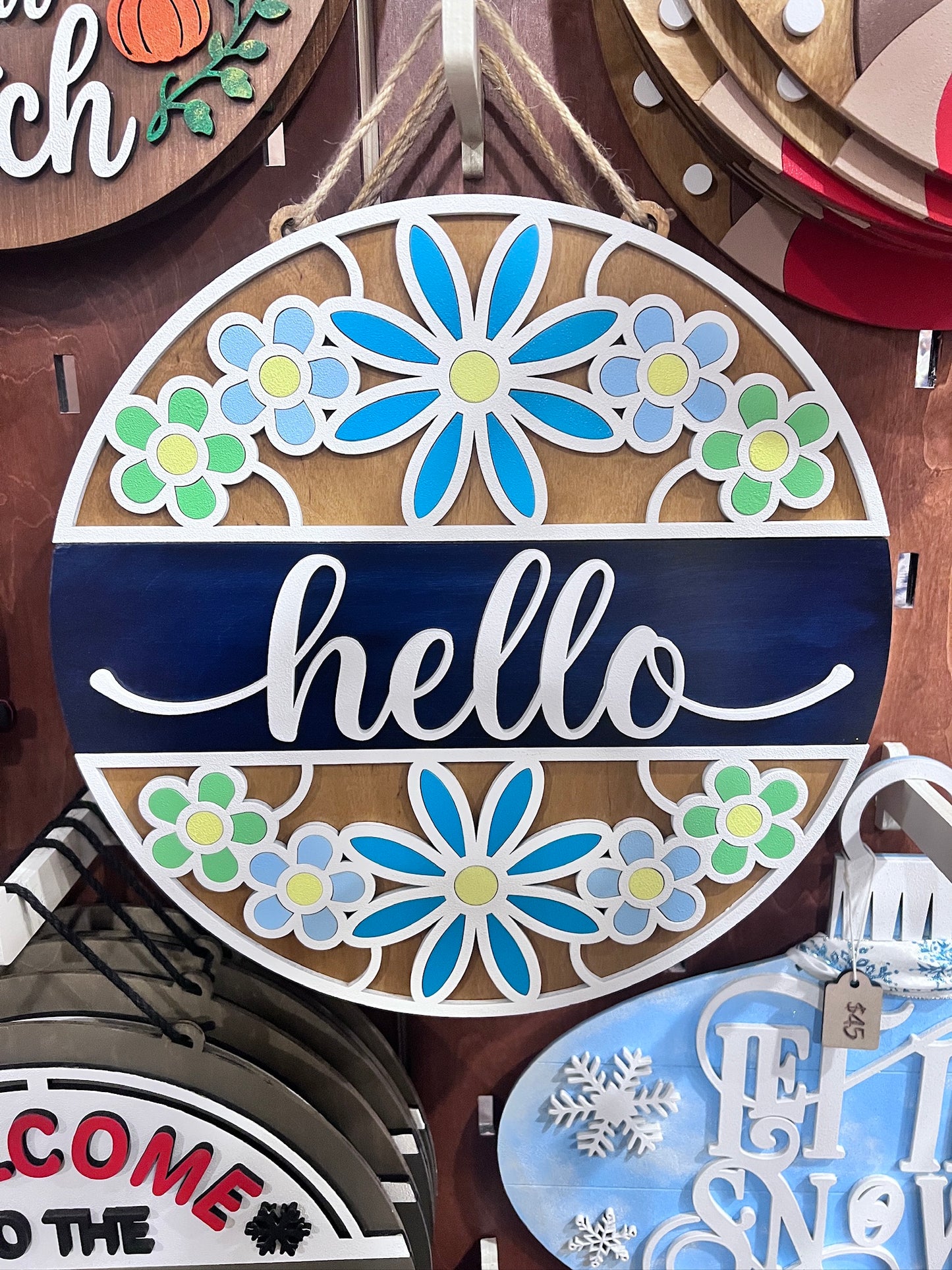 Hello Floral Everyday Door Hanger