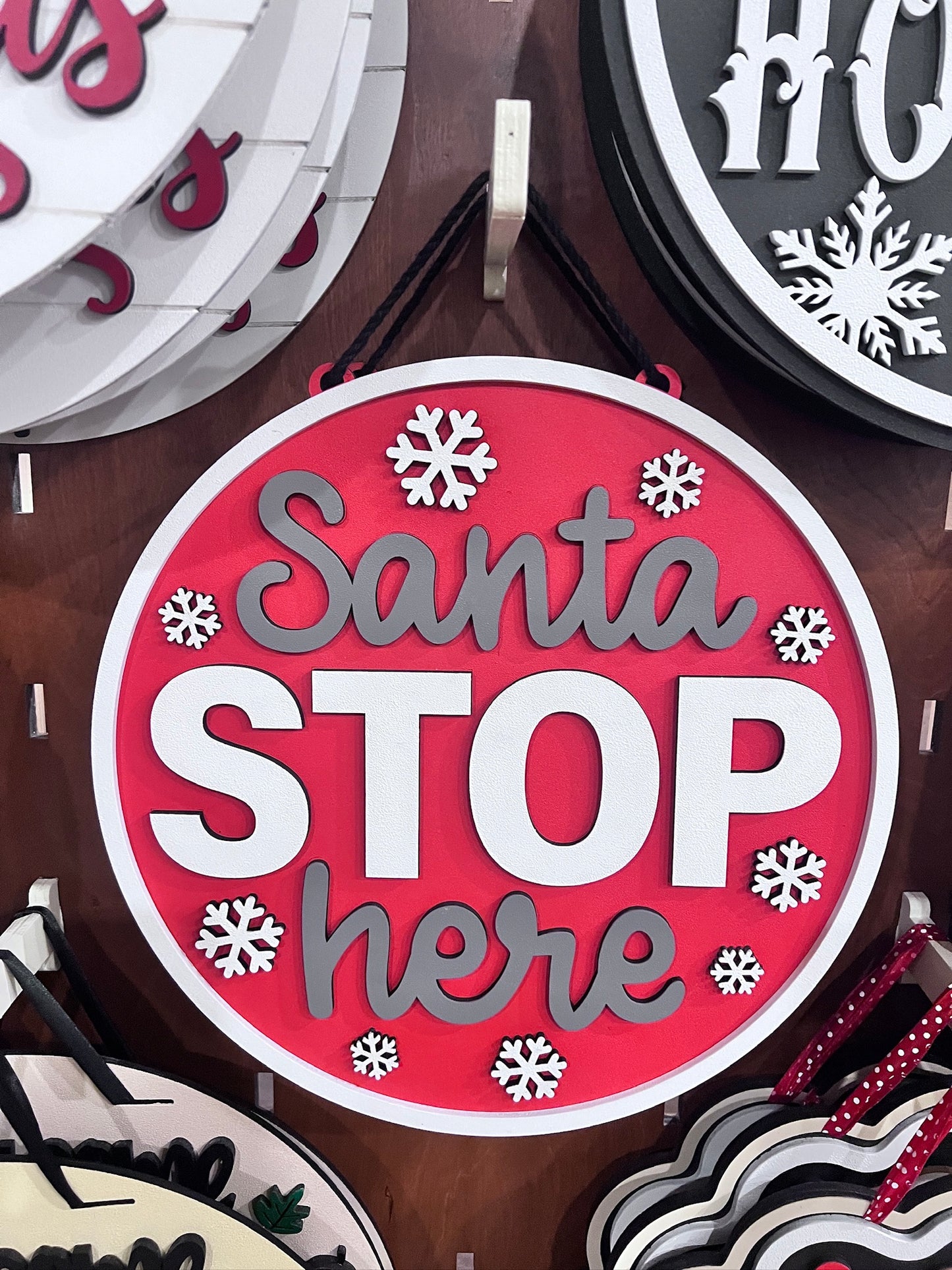 Santa Stop Here Christmas Door Hanger