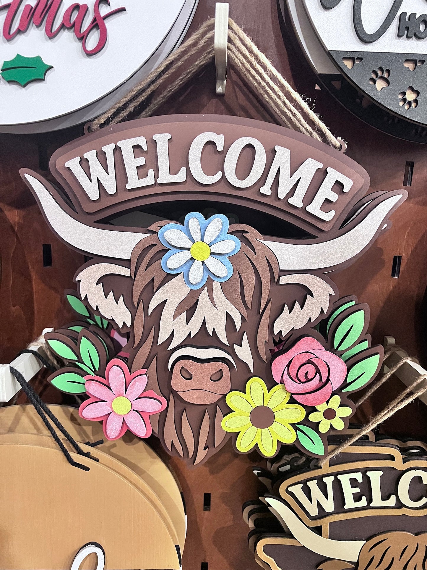 Welcome Highland Cow Door Hanger