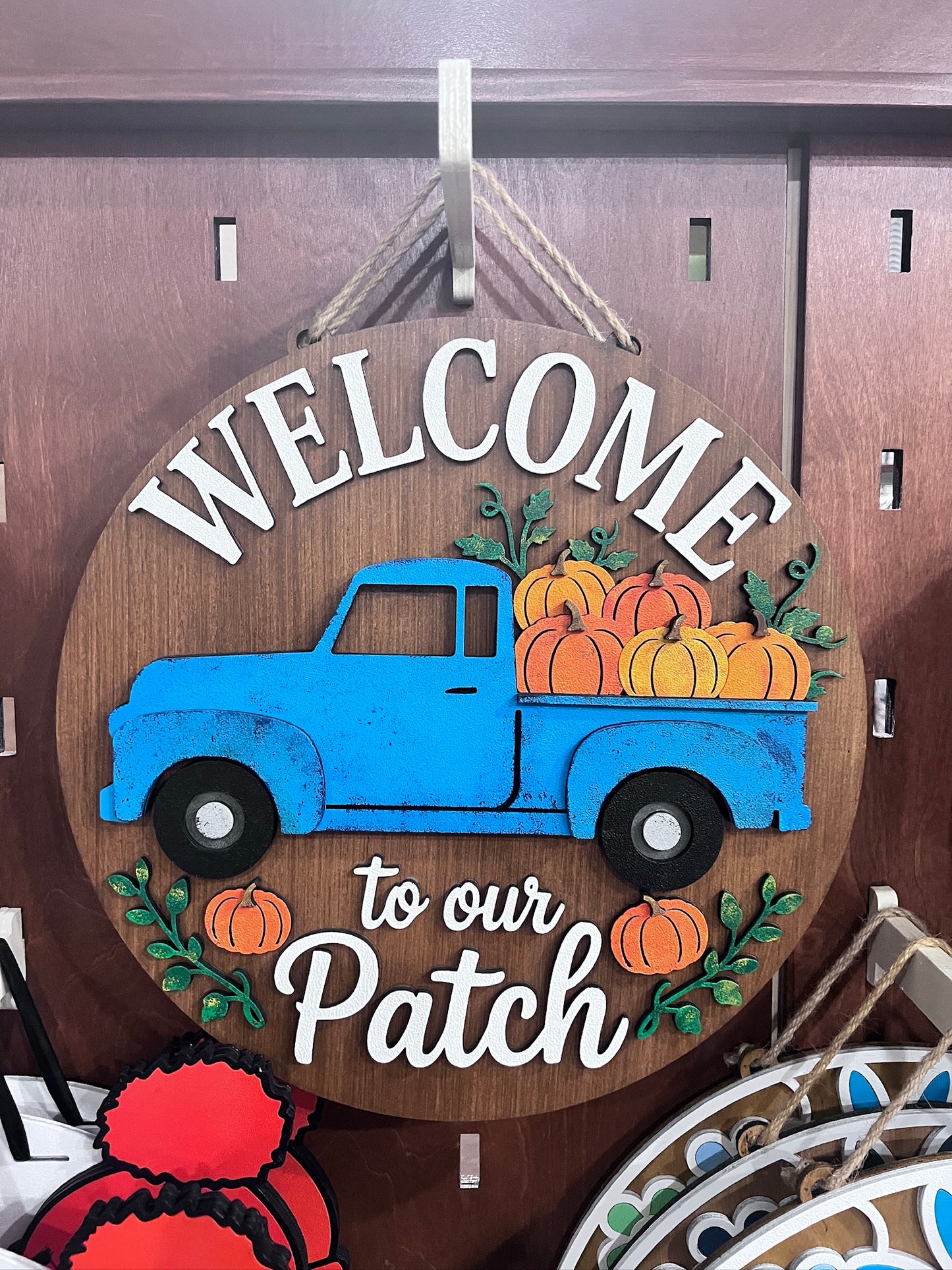 Welcome to Our Patch Pumpkin Truck Door Hanger