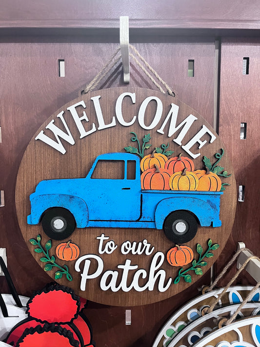 Welcome to Our Patch Pumpkin Truck Door Hanger