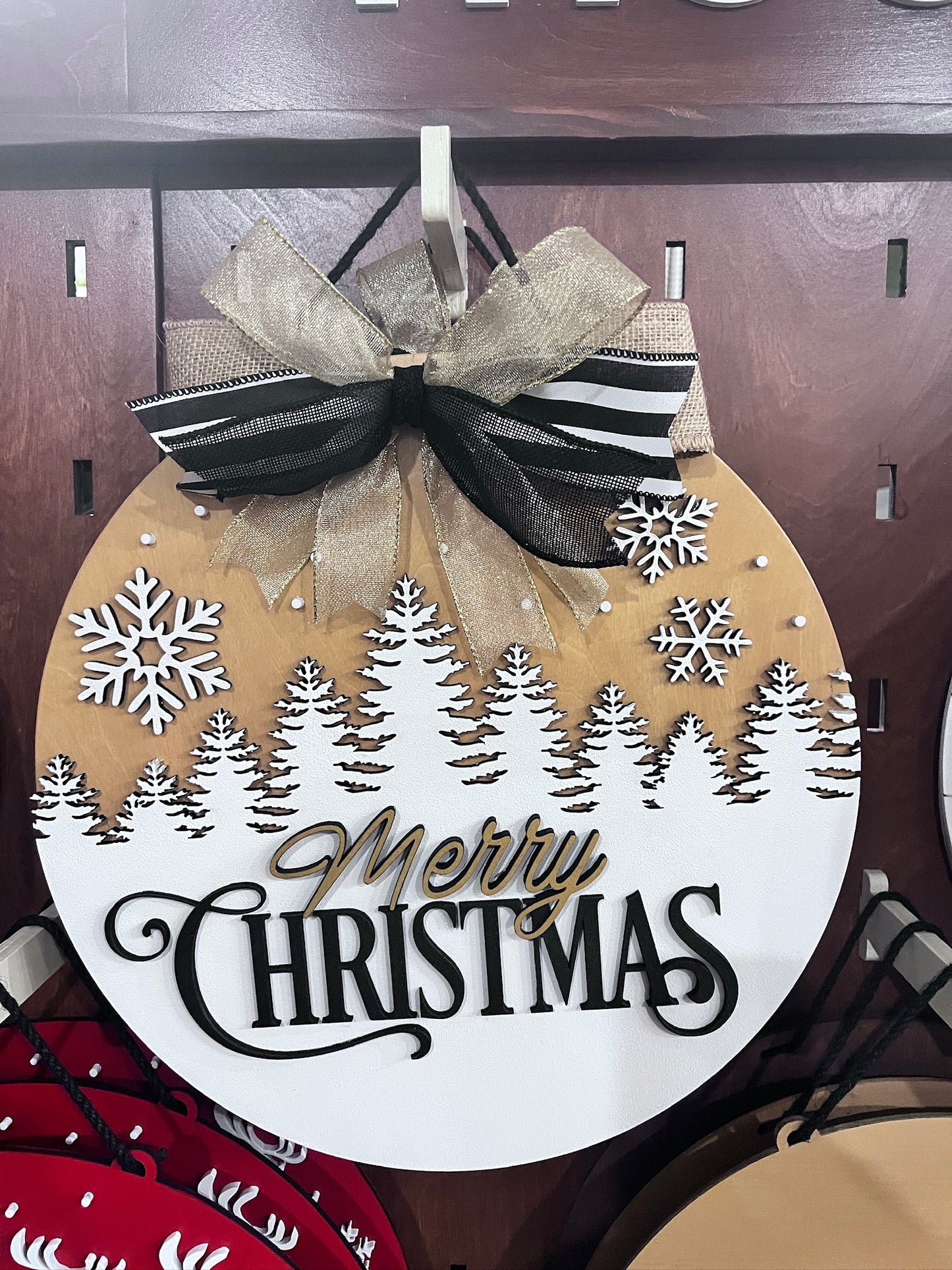 Merry Christmas Door Hanger - Forest Scene