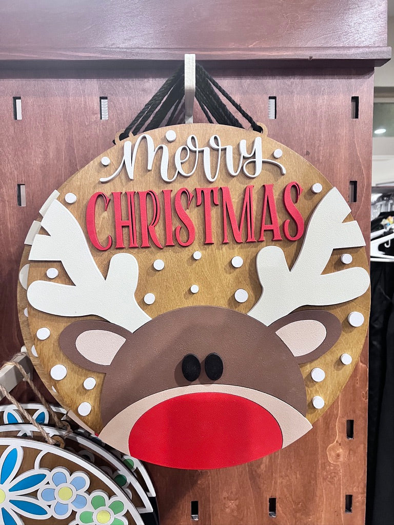 Reindeer Merry Christmas Door Hanger Version 2