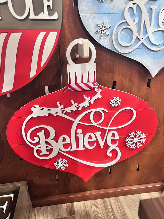 Believe Ornament-Style Door Hanger