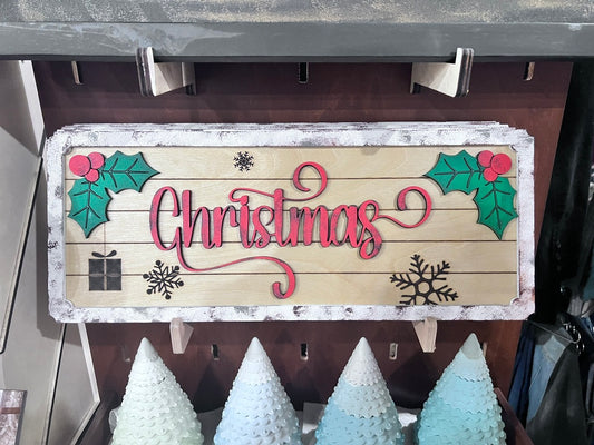 Christmas Holly Rectangular Sign