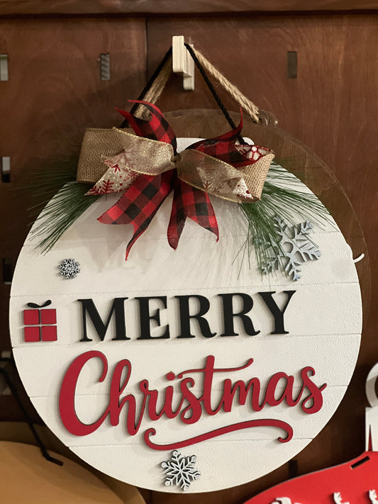 Merry Christmas 3D Wood Door Hanger